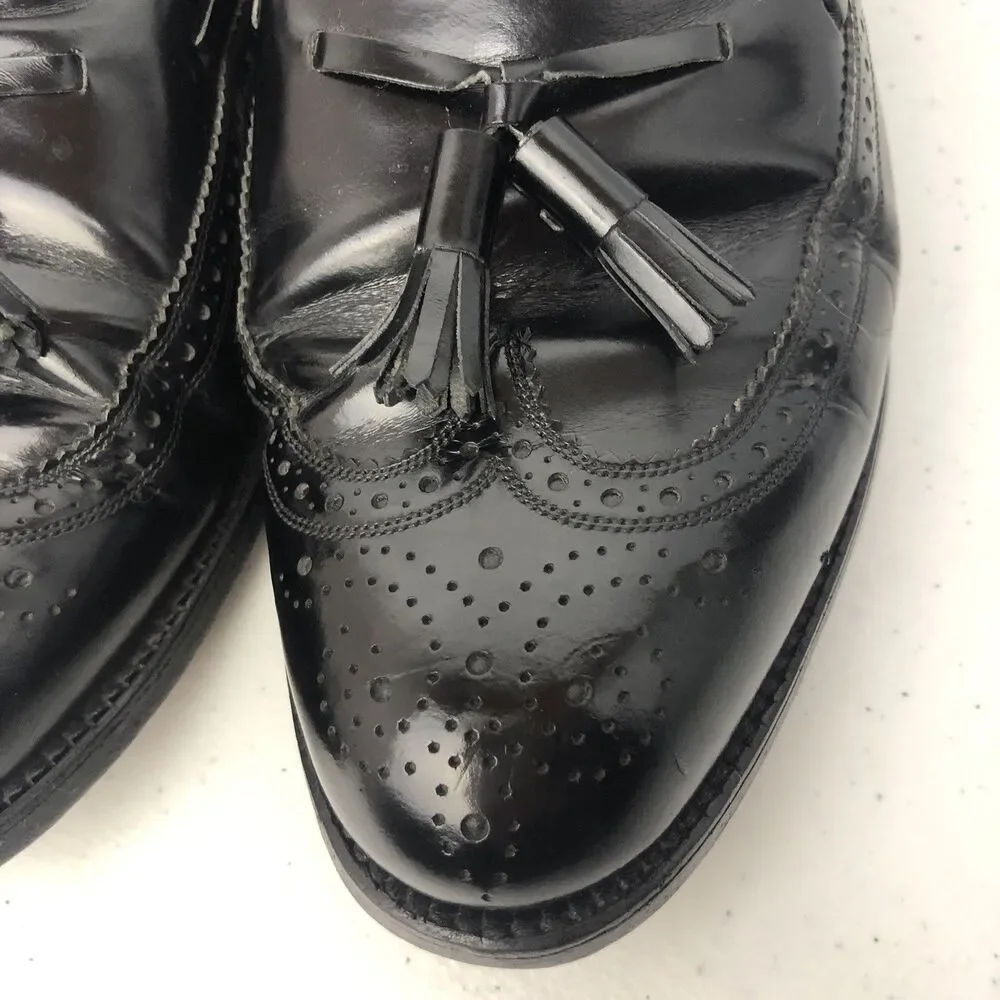 Vintage Florsheim Royal Imperial 92182 Tassel Wing Tip Shoes Mens 9 E Black